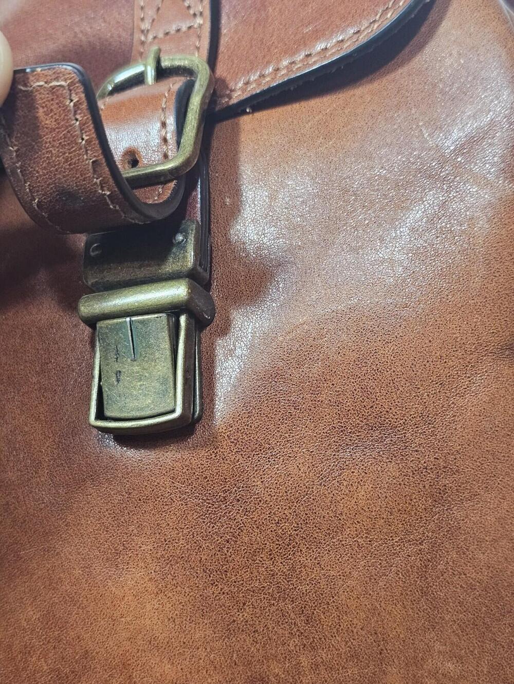 Bosca Dolce Premium Italian Brown Leather Cinch & Buckle Backpack - Picture 12 of 15